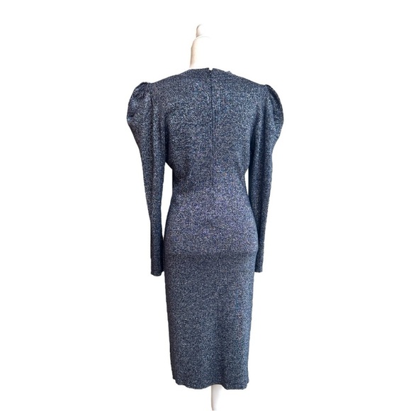 Sachin & Babi Amelie Metallic Knit Blue Knit Puff Long Sleeve Womens Size L - Picture 5 of 16